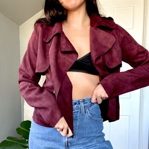 Cropped red moto jacket